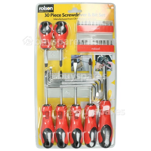 Rolson Tools 30 Piece Screwdriver & Bit Set