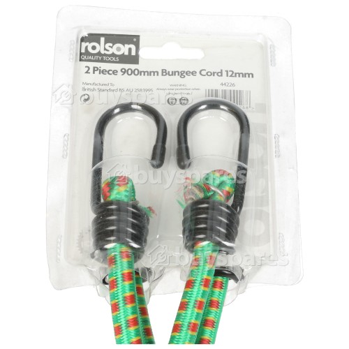 Rolson 2 Piece Bungee Cord / Strap / Tie Down For Travel Luggage / Goods Etc. - 900 X 12MM