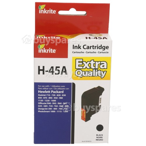 Inkrite Wiederaufbereitete HP-45 Tintenpatrone Schwarz