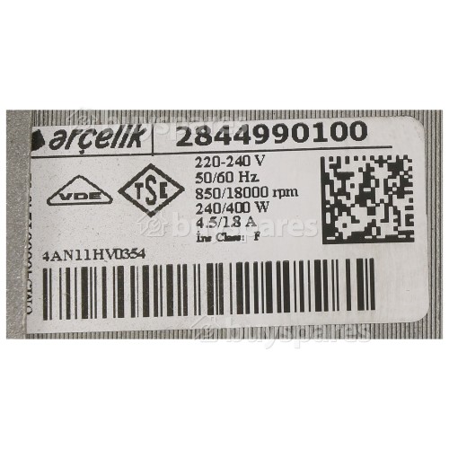 Blue Line Motor : Arcelik 850/18000RPM Or LATEST : Welling ( Foshan) HXG-115-60-1L Spin 18900rpm 300w ( 2837970100 )