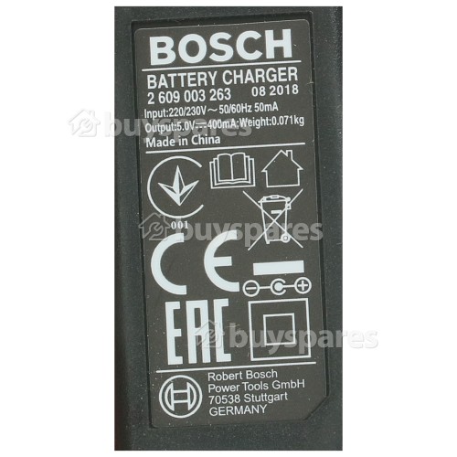 Bosch Battery Charger - EU Plug : Input 220V 230V Output 5V 400mA