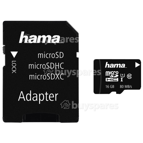 Tarjeta De Memoria Fast MicroSDHC - 16GB - Clase 10 - Con Adaptador Hama