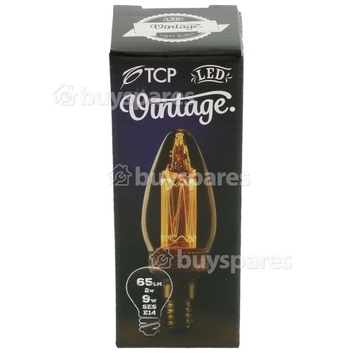 TCP SES E14 LED Classic Etched Candle Vintage Lamp Candlelight