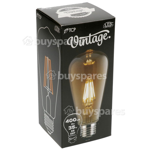 TCP ES E27 LED Classic Etched ST64 Vintage Lamp Candlelight