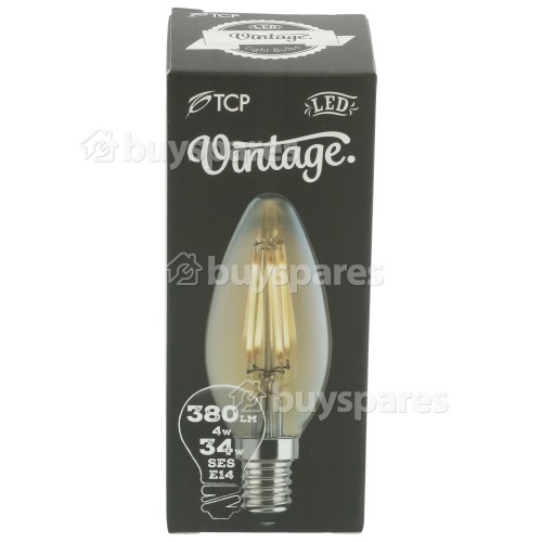 TCP SES/E14 LED 4W Filament Candle Vintage Lamp (Very Warm White)