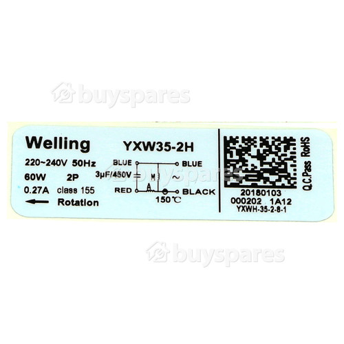 Merloni (Indesit Group) Wash Pump Motor : Welling YXW35-2H 60W