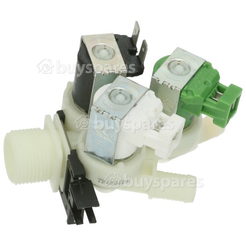 AEG Cold Water Triple Inlet Solenoid Valve : 180Deg. With 2 Protected Tag Fitting & 1 Open Tag Fitting