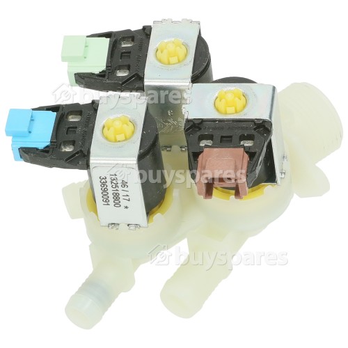 Electrolux Group Cold Water Triple Solenoid Inlet Valve : 180Deg. With Protected (push) Connectors