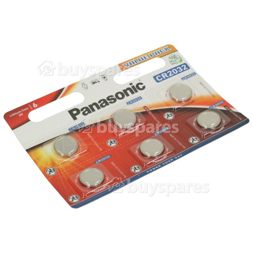 Panasonic CR2032 Lithium Coin Batteries (Pack Of 6)