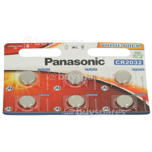 Panasonic CR2032 Lithium Coin Batteries (Pack Of 6)