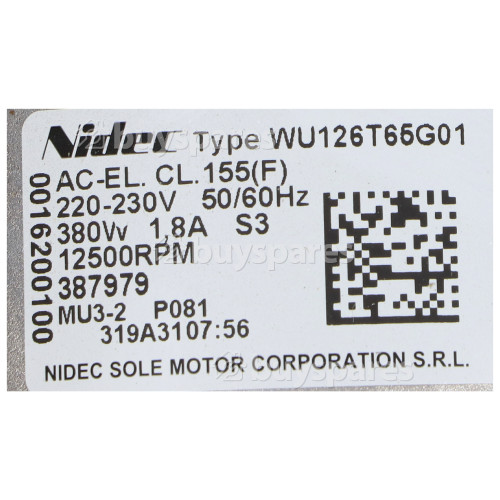 Gorenje Main Motor : Nidec Sole WU126T65G01 380W 12500RPM