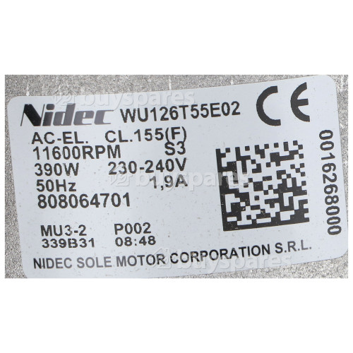 Zanussi Motor : Nidec Sole WU126T55E02 11600RMP 390W