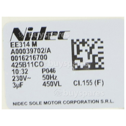 Electrolux Circulation Pump Motor Assembly : Nidec Sole EE314M A000939702/A