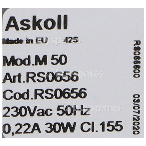 Drain Pump Assembly : Askoll M221 Art. 296021 ( 292123 ) Compatible With EBS826/0108 957161 30W