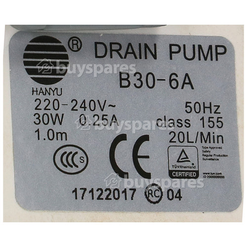 Drain Pump Assembly : Hanyu B30-6A 30W | BuySpares