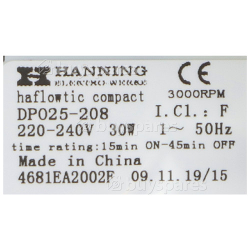 LG Drain Pump : Hanning DP025-208 30W | BuySpares
