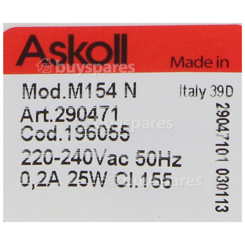 Bomba De Drenaje De Lavadora - Askoll M154 N 0. 2A 25W Viscount