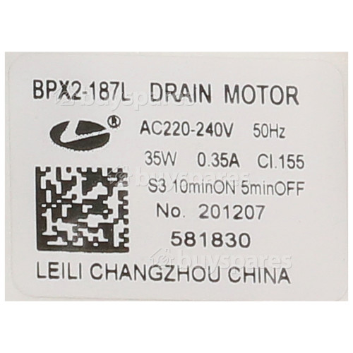 Pelgrim Drain Pump (Round Top Twist On) : Leili Changzhou BPX2.1887l : Also Fits Asko & HISENSE HU63CW Etc.