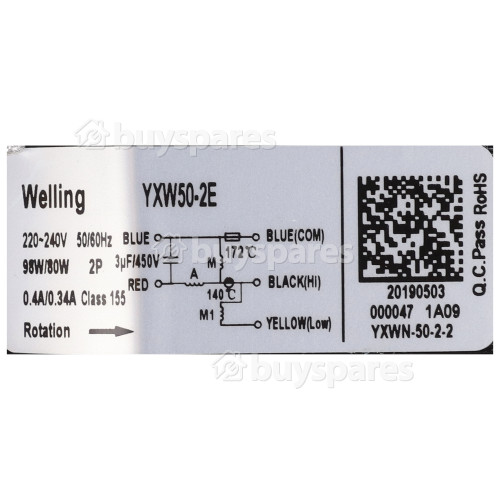 Hoover Motor Pump (Without Impellor ) : Welling YXW50-2E 98-80W