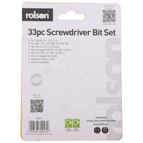 Rolson Screwdriver Bit Set. Part Number 30247. | BuySpares