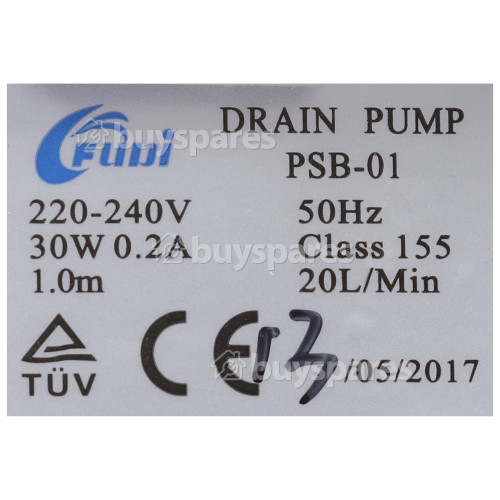 Hoover Drain Pump (with Round Top) : Fudi PSB-01 30W Or Hanyu B20-6AY T/F Atag/Etna/Hoover/Pelgrim Etc.