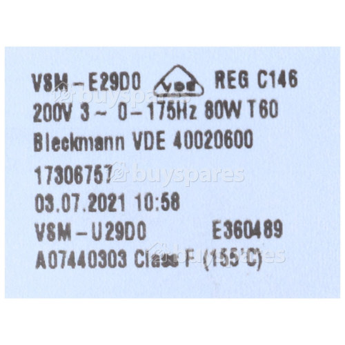 Pompe De Lavage/circulation Pour Lave-vaisselle - VSM-E2908 Electrolux