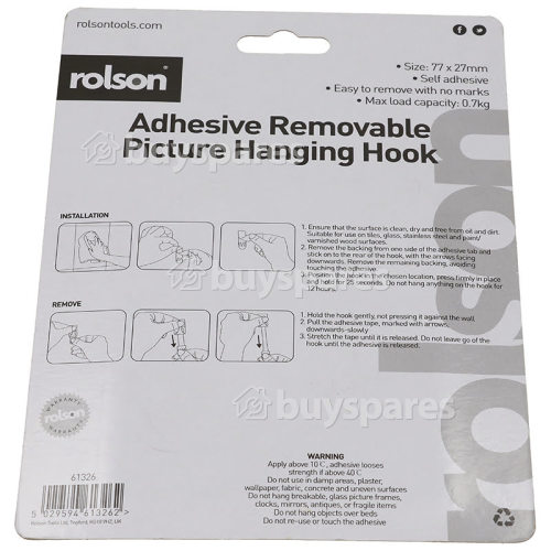 Rolson Removable Adhesive Picture Hook