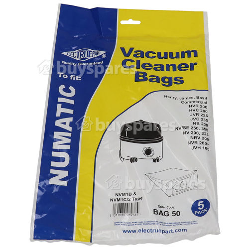 Sacs À Poussière D'aspirateur Compatibles NVM-1CH ( Paquet De 5 ) - BAG50 Numatic