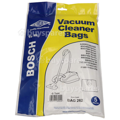 Bosch Type D/E/F/G/H Filter-Flo Synthetic Dust Bags (Pack Of 5) - BAG262