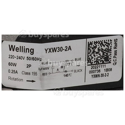 Pump Motor : Welling YXW30-2A YXWN-30-2-2 60w. Part Number ...