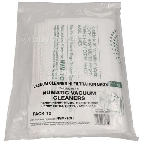 Numatic Kompatible NVM-1CH Filter-Flo Synthetische Staubsaugerbeutel (10er Packung)