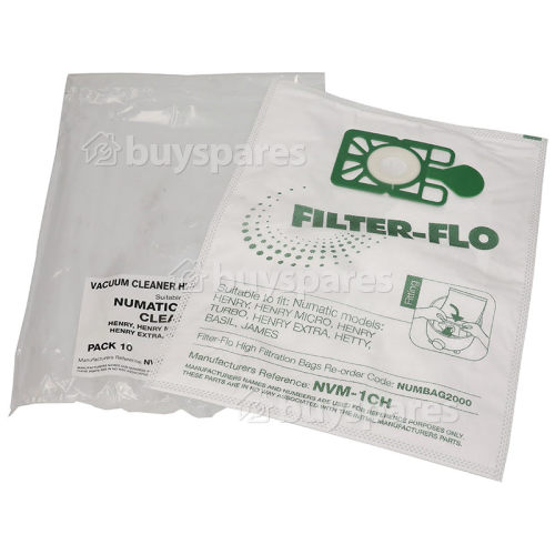 Sacs Aspirateur Synthétiques Filtre-flo Compatibles NVM-1CH (Paquet De 10)