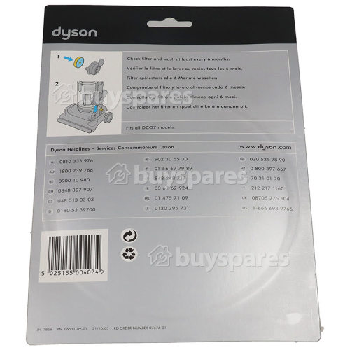 Dyson DC07 Full Gear Steel/Scarlet DC07 Staubsauger-Vormotorfilter