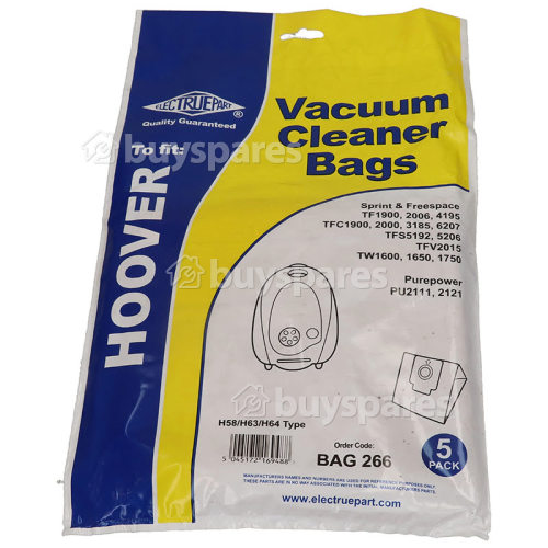 Blue Line High Quality Compatible Replacement H58/H63/H64 Dust Bag (Pack Of 5) - BAG266