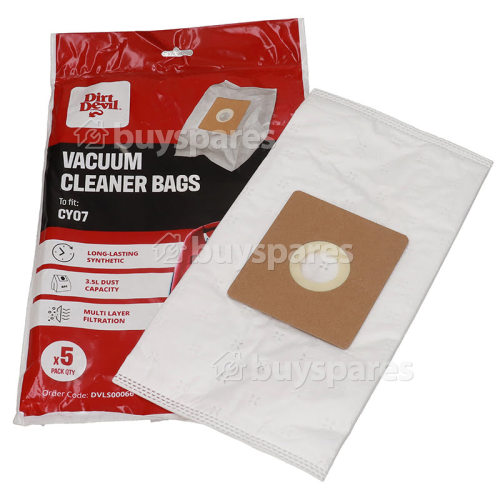 Dirt Devil Vacuum Cleaner CY07 3.5L Synthetic Dust Bags Pack Of 5 BuySpares