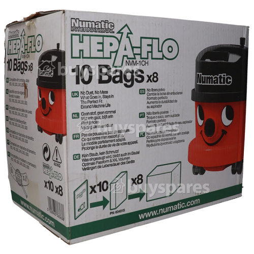 Numatic 10 NVM-1CH Hepaflo Bags Mastercarton