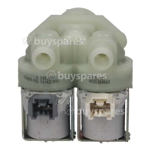 Beko Cold Water Double Solenoid Inlet Valve : 180Deg. With 12 Bore Outlets & Protected (push) Connectors