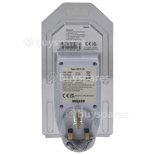 Wellco RCD Mains Plug Safety Adaptor