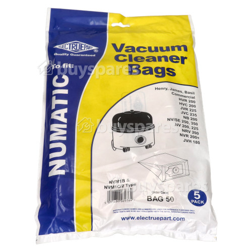 Sacs &Agrave; Poussi&egrave;re D'aspirateur Compatibles NVM-1CH ( Paquet De 5 ) - BAG50 Numatic