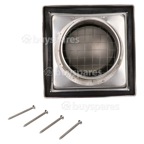 100mm Cowled Outlet With Non-Return Flap - Stainless Steel