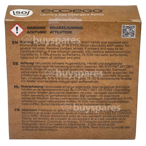 Ecoegg Washing Machine Fragrance Free Laundry Egg Refill Pellets - 50 Washes