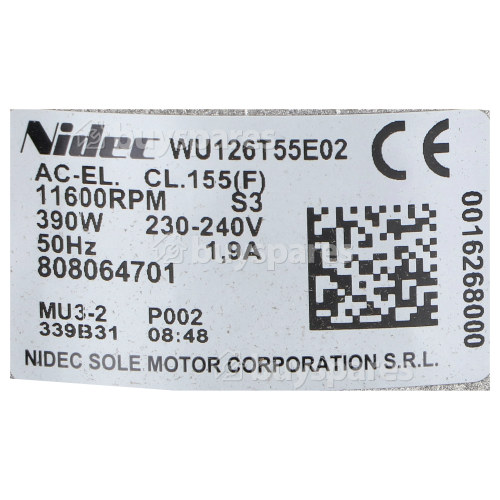 AEG Motor : Nidec Sole WU126T55E02 11600RMP 390W
