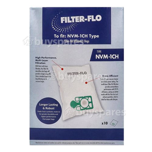 NVM-1CH Filter-Flo Sacs Synth&eacute;tiques Pour Aspirateurs (paquet De 10)