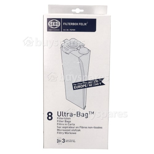 Sacs Aspirateur En Fibres Non-tiss&eacute;es - 7029ER Felix - Paquet De 8 - Sebo