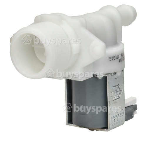 Hoover / Candy / Haier Cold Water Single Inlet Solenoid Valve : 180Deg. With 12 Bore Outlet & Protected Connector