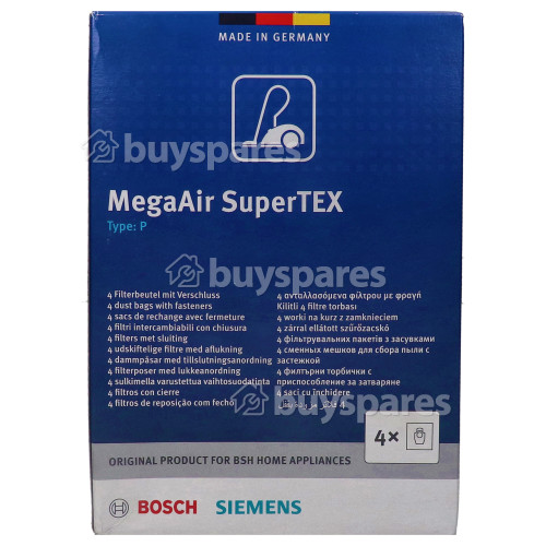 Sacs En Papier Pour Aspirateur Megaair Supertex P (Paquet De 4) Siemens