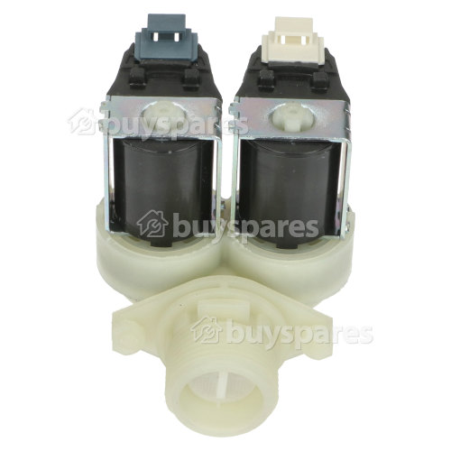 Hoover Cold Water Double Inlet Solenoid Valve : 180Deg. With 12 Bore Outlets & Protected (push) Connector Pins