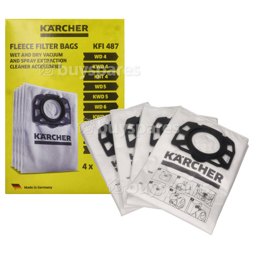 Lot De Sacs &Agrave; Poussi&egrave;re Molletonn&eacute;s Pour Aspirateur ( Paquet De 4 ) Karcher