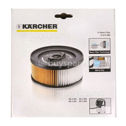 Filtre Cartouche Rev&ecirc;tement Nano Pour Aspirateur Eau Et Poussi&egrave;re WD5.600 MP Karcher