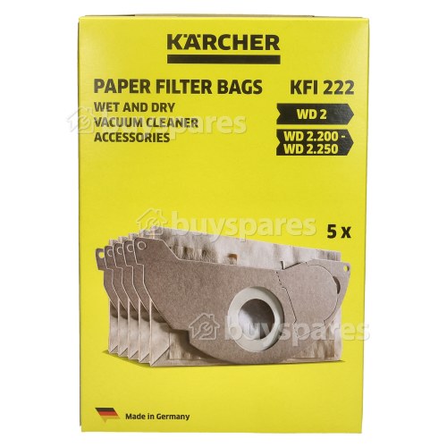 Sacs Filtrants En Papier 2 Couches Pour Aspirateur (Lot De 5) Karcher